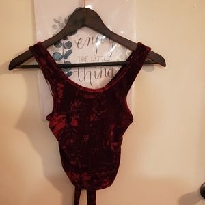 Merlot Red Velvet Sleeveless Crop Top